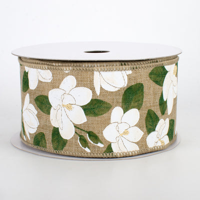 2.5" Magnolia Ribbon: Light Beige (10 Yards)