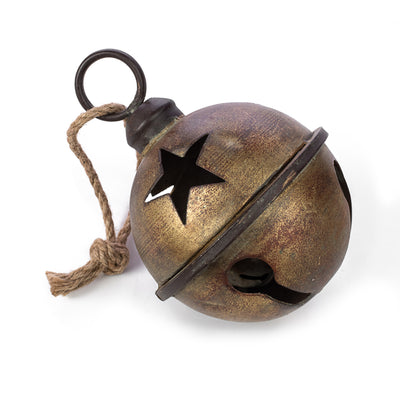 7" Jumbo Jingle Bell: Antique Rustic Gold