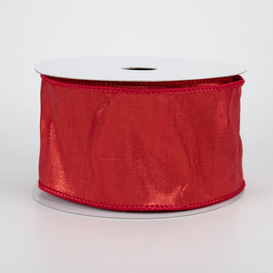 2.5" Metallic Dupioni Ribbon: Red (10 Yards)