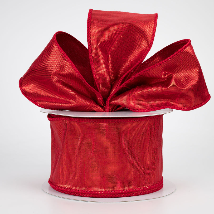 2.5" Metallic Dupioni Ribbon: Red (10 Yards)