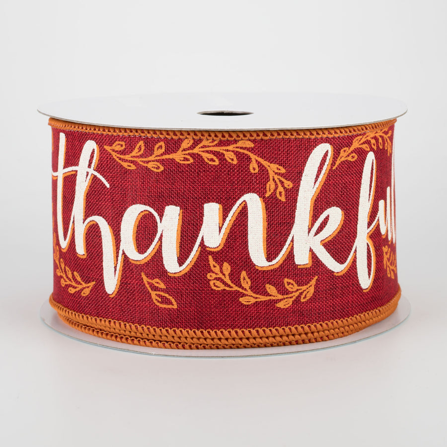 2.5" Thankful Ribbon: Burgundy (10 Yards)