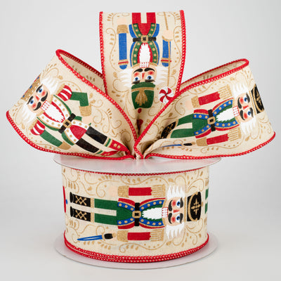 2.5" Nutcrackers Ribbon: Cream (10 Yards)