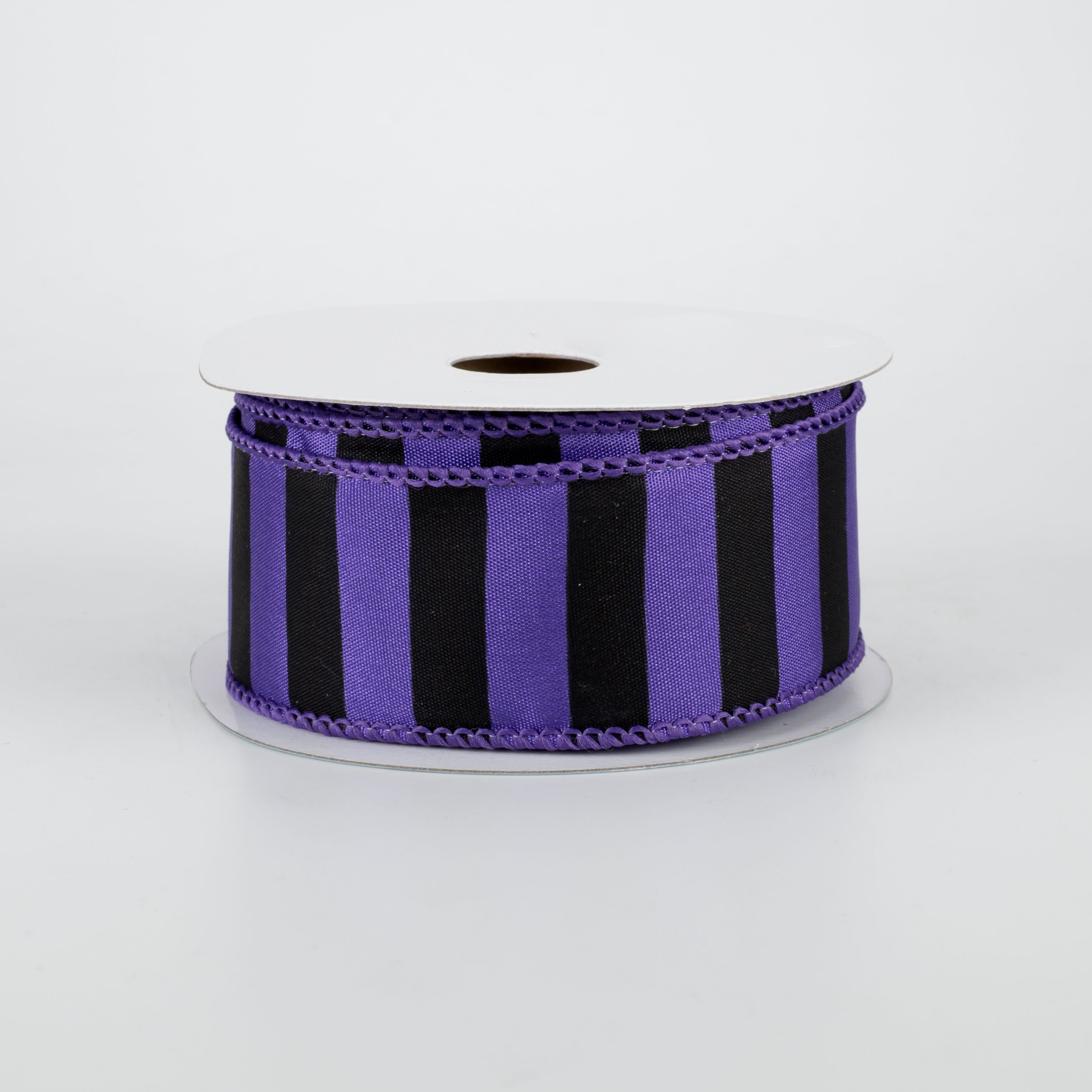 1.5" Medium Stripe Ribbon: Purple & Black (10 Yards)
