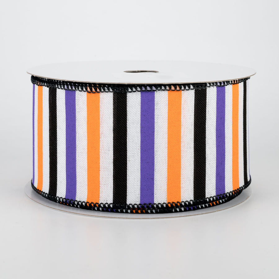 2.5" Halloween Horizontal Stripe Ribbon: White (10 Yards)