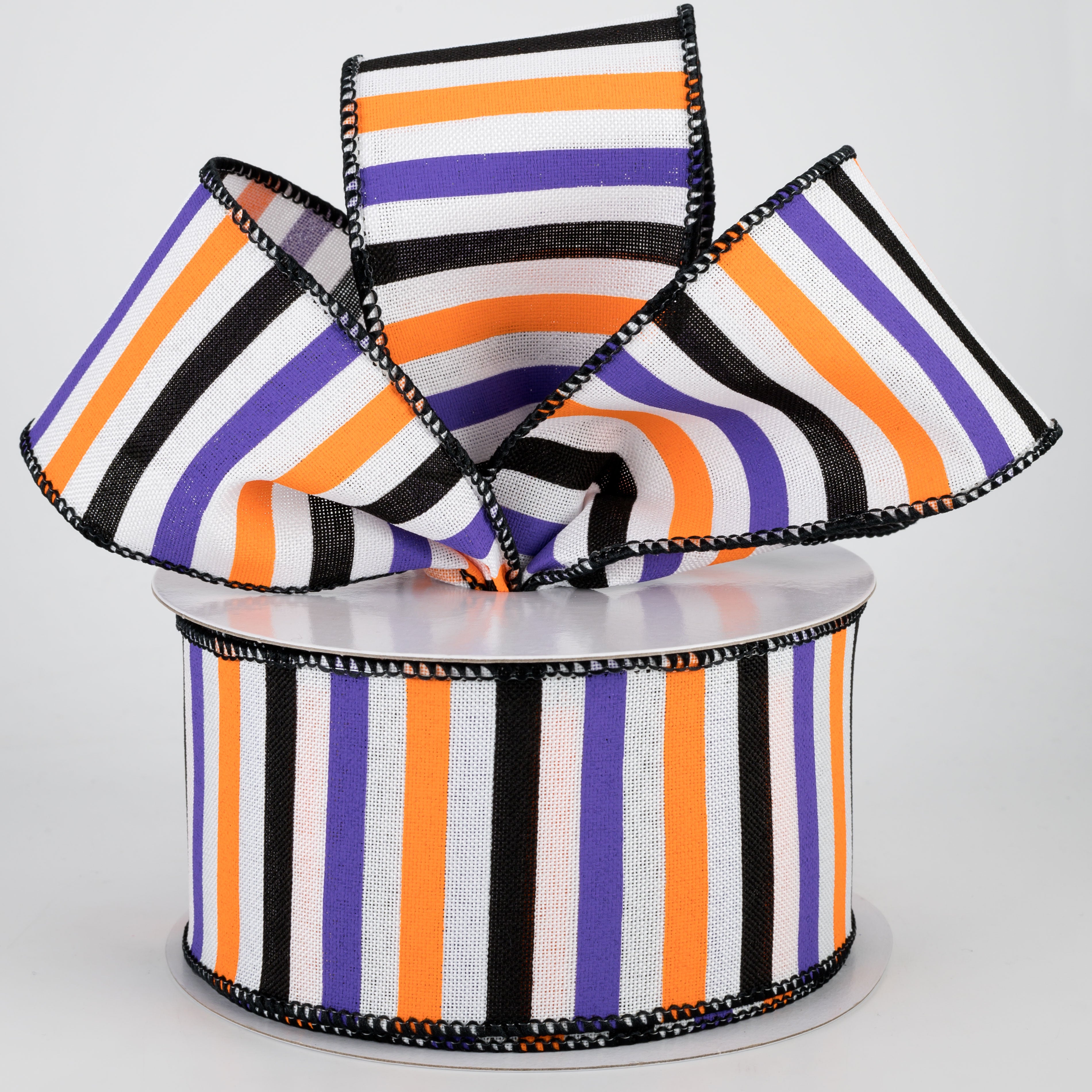 2.5" Halloween Horizontal Stripe Ribbon: White (10 Yards)