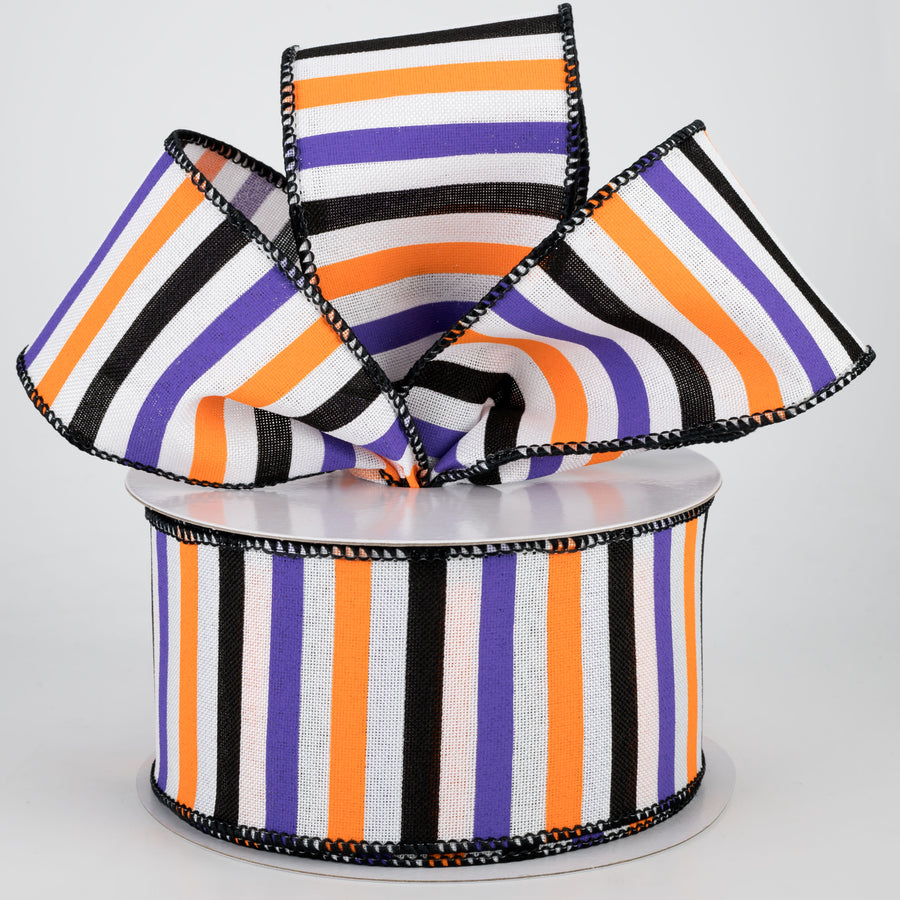 2.5" Halloween Horizontal Stripe Ribbon: White (10 Yards)