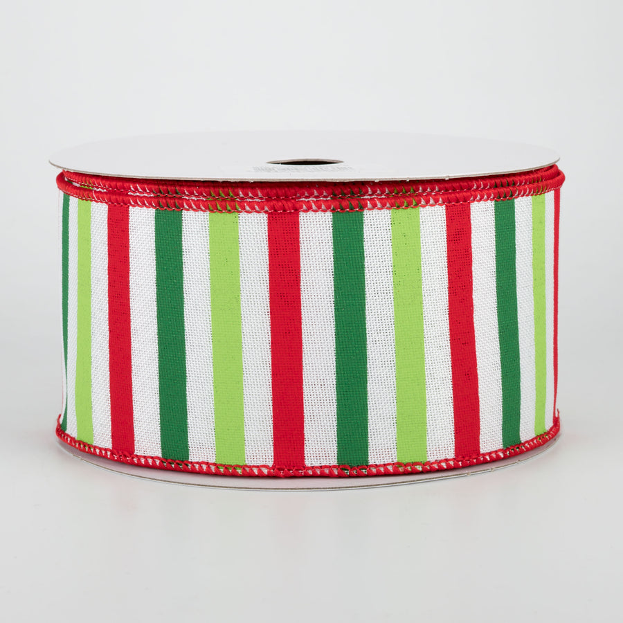 2.5" Christmas Horizontal Stripe Ribbon: White (10 Yards)