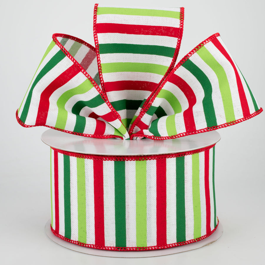 2.5" Christmas Horizontal Stripe Ribbon: White (10 Yards)