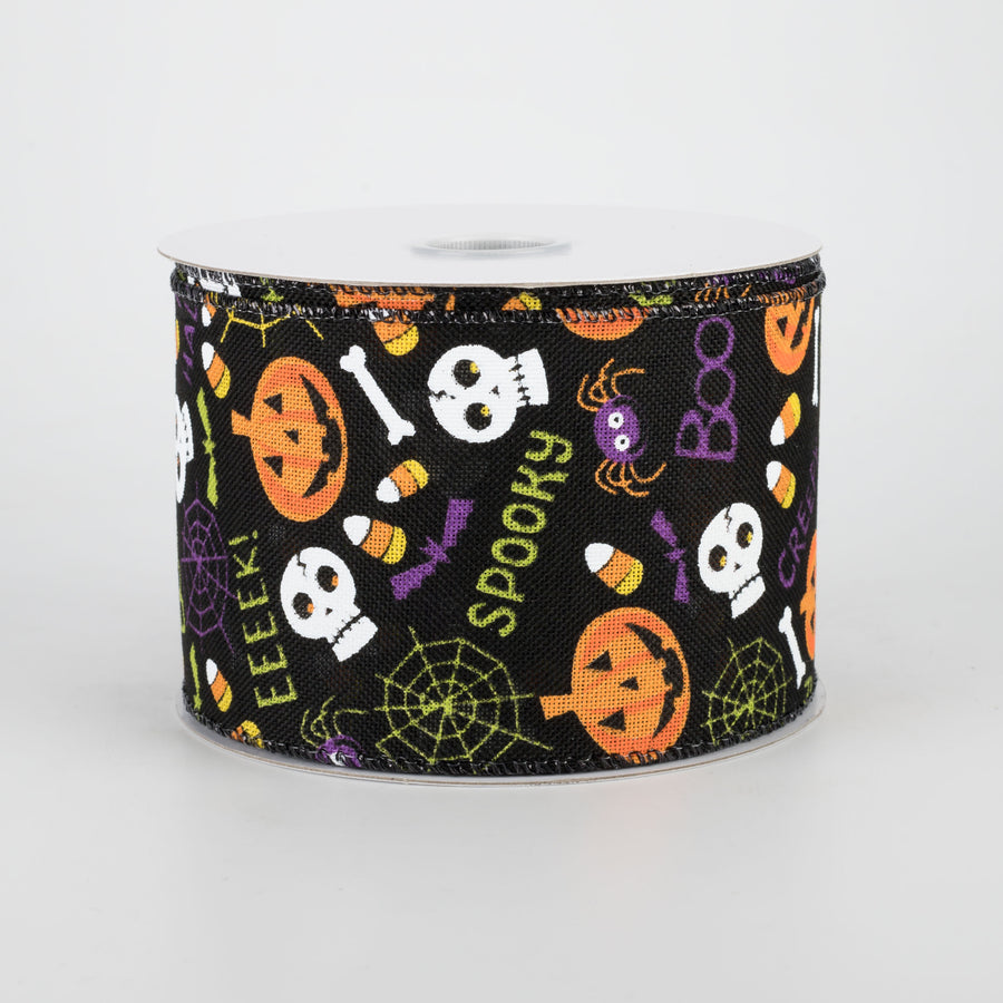 2.5" Halloween Fun Ribbon: Black (10 Yards)