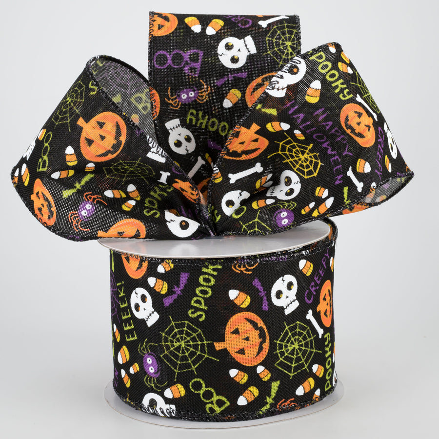 2.5" Halloween Fun Ribbon: Black (10 Yards)