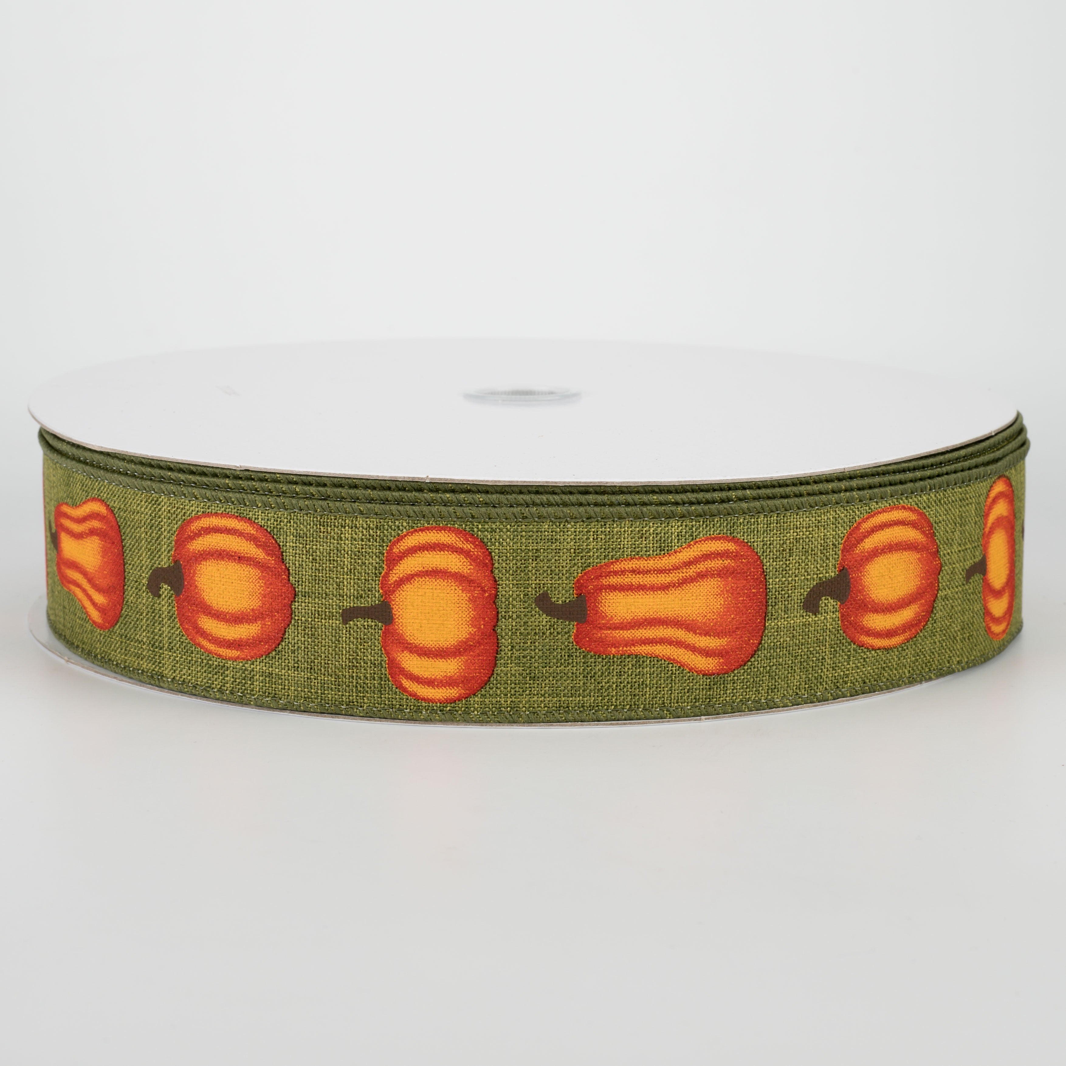 1.5" Orange Pumpkin Ribbon: Moss (50 Yards)