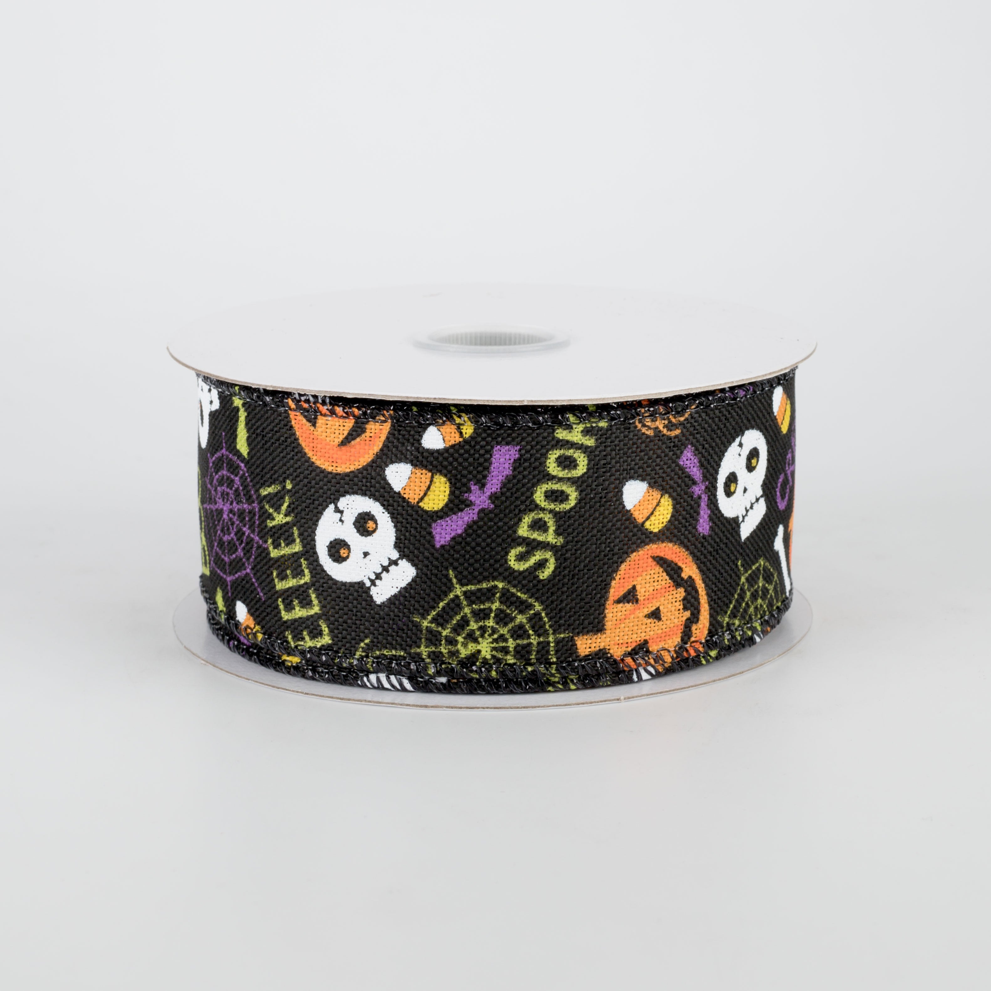 1.5" Halloween Fun Ribbon: Black (10 Yards)
