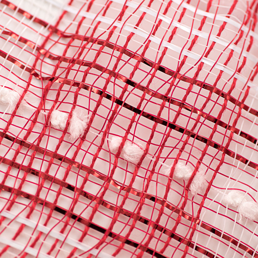 21" Snowball Check Plaid Deco Mesh: Red & White