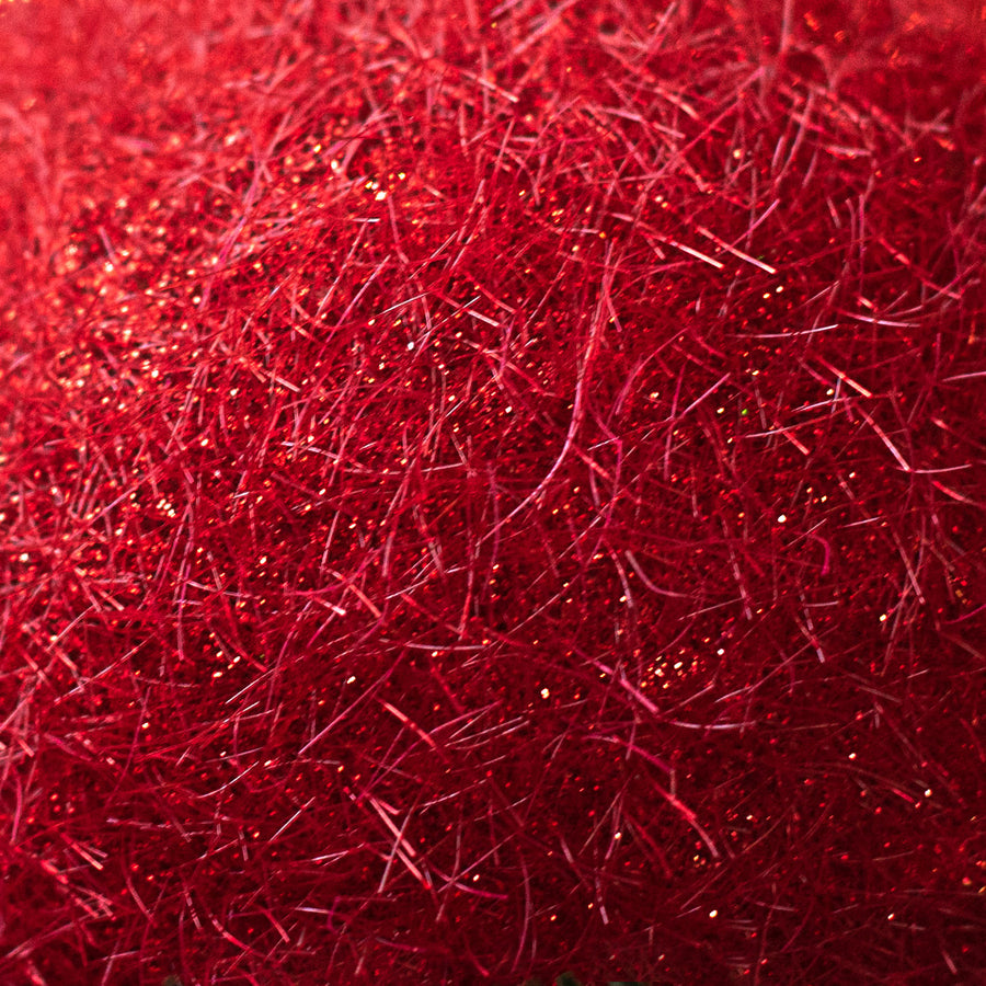 100MM Flocked Glitter Ball Ornament: Red