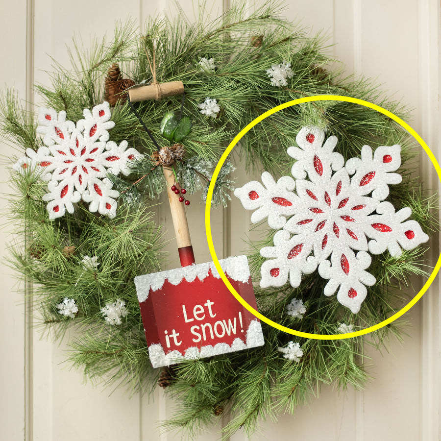 12" Glittered Felt & Foam Snowflake Ornament: Red