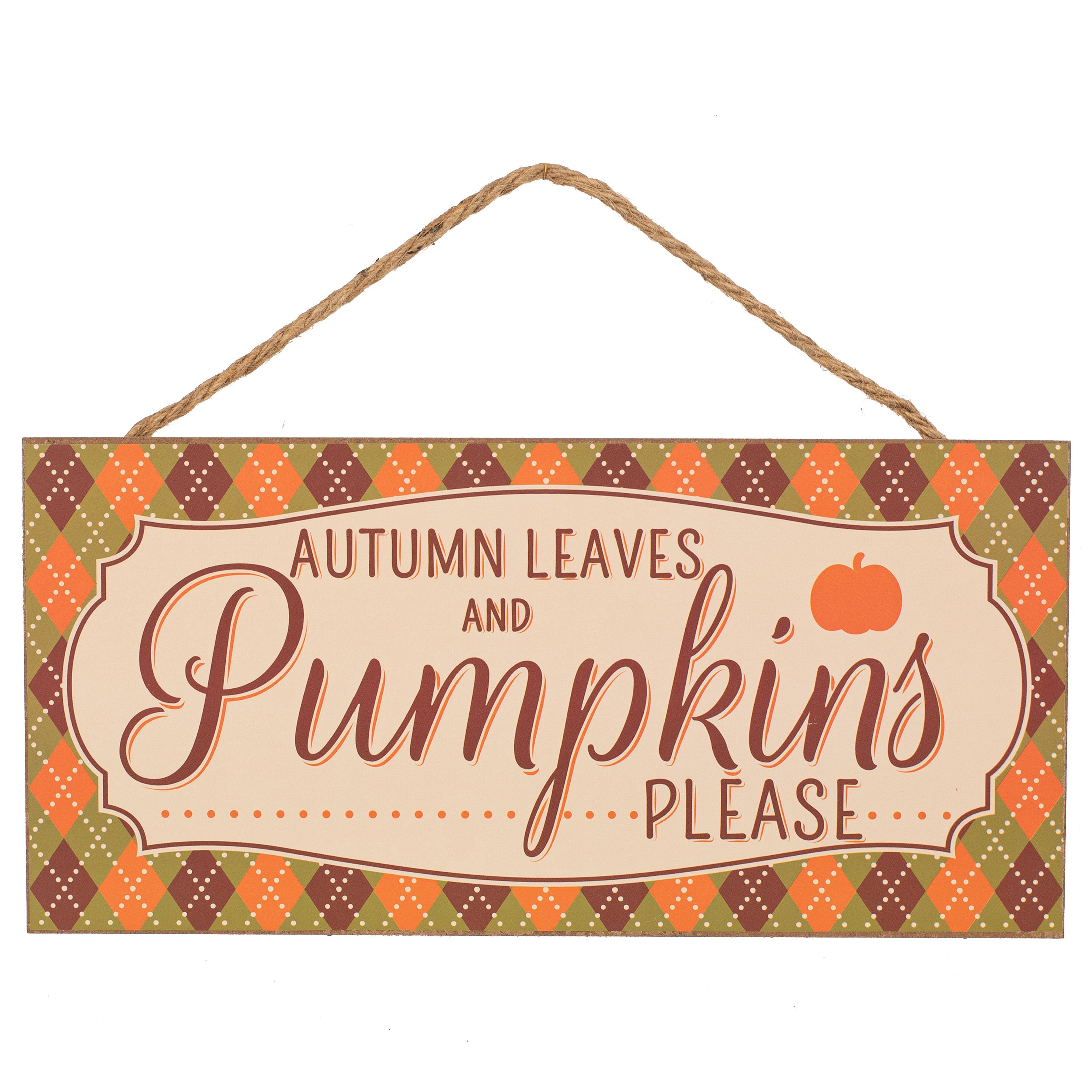 12" Wooden Sign: Autumn Leaves & Pumpkins