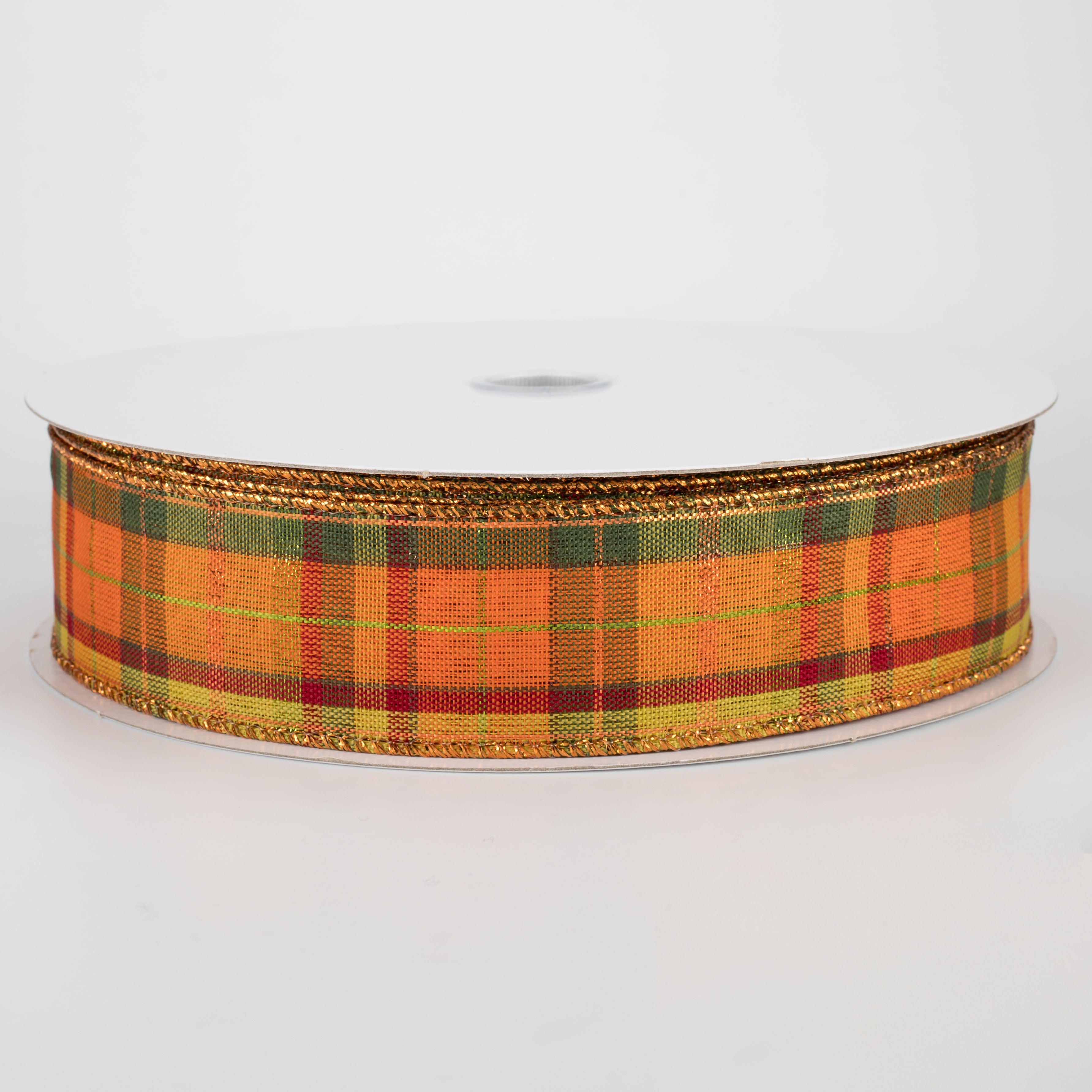 1.5" Fall Plaid Metallic Ribbon (50 Yards)