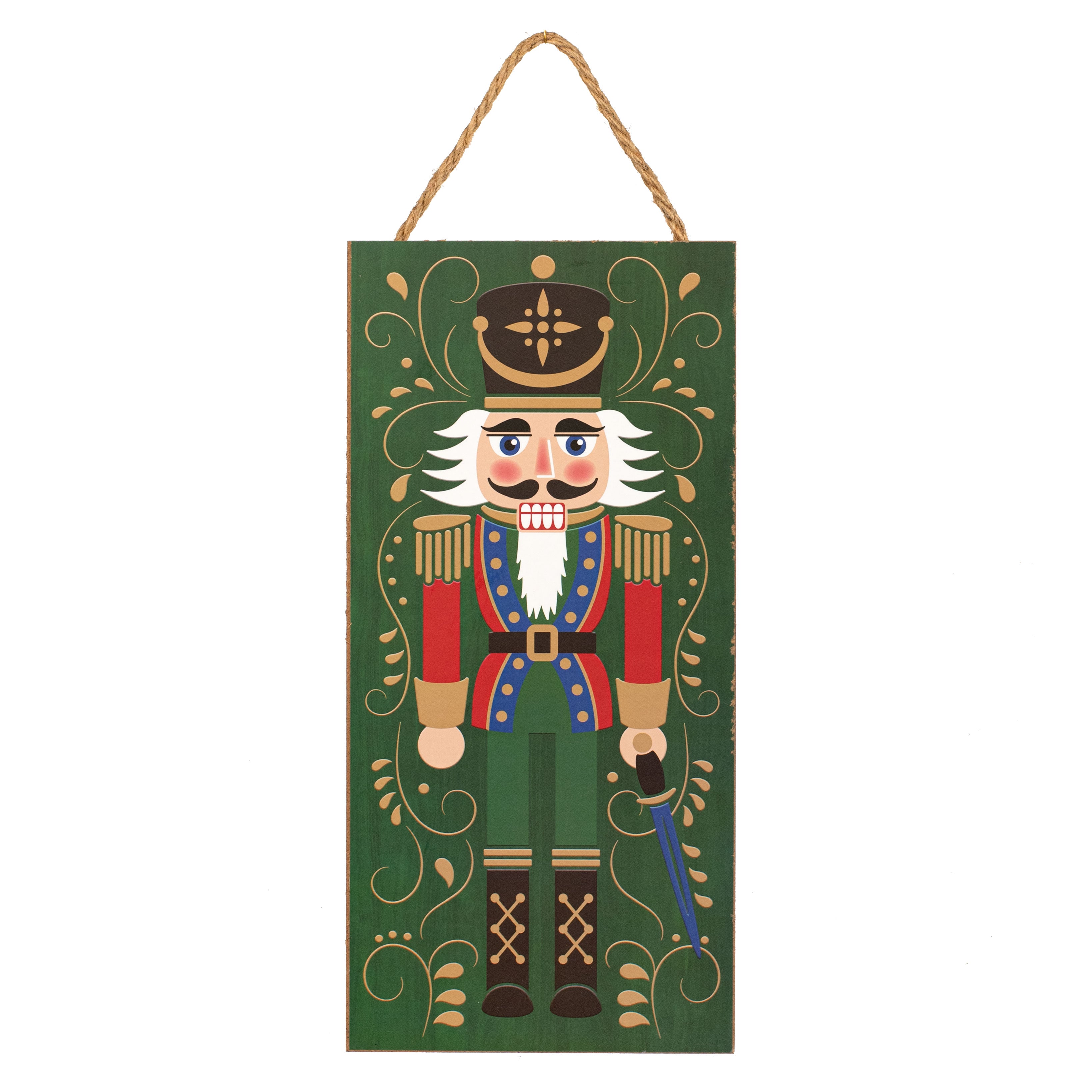 12" Wooden Sign: Green Nutcracker
