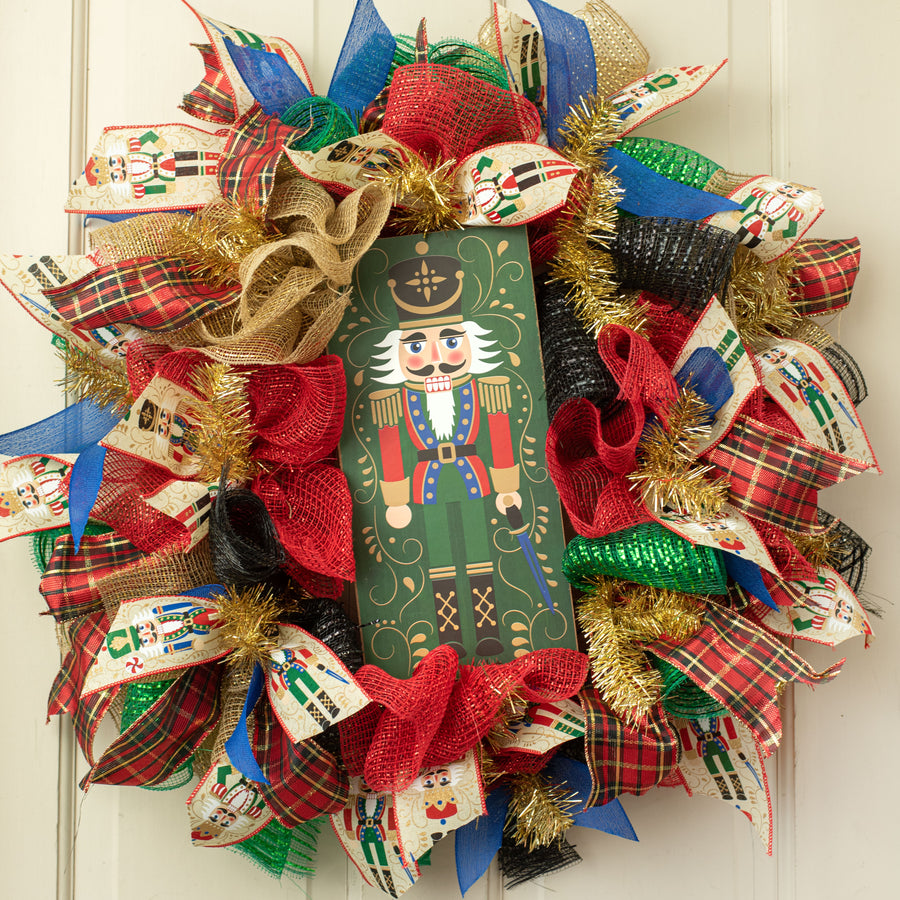12" Wooden Sign: Green Nutcracker