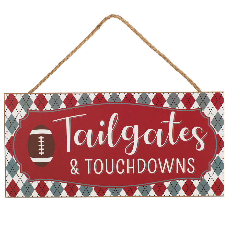 12" Wooden Sign: Crimson Tailgates & Touchdowns