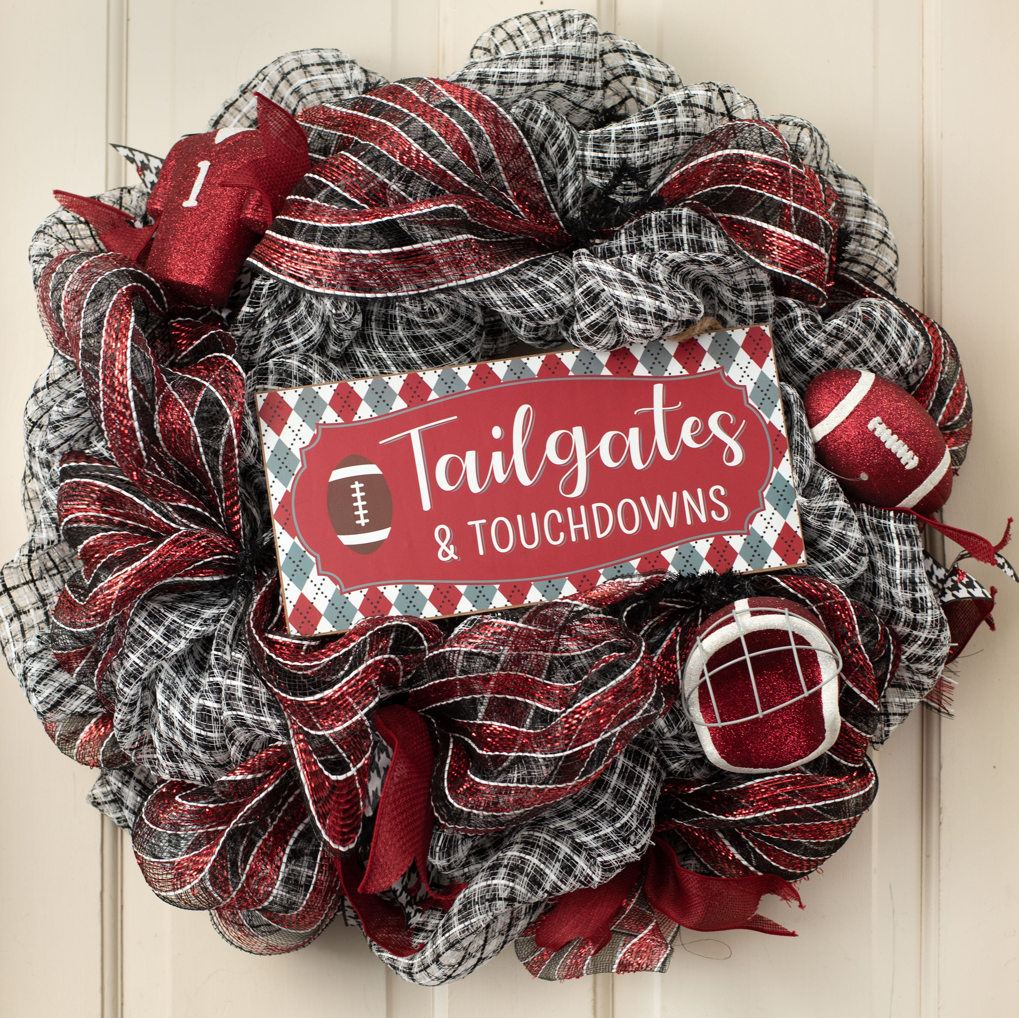 12" Wooden Sign: Crimson Tailgates & Touchdowns