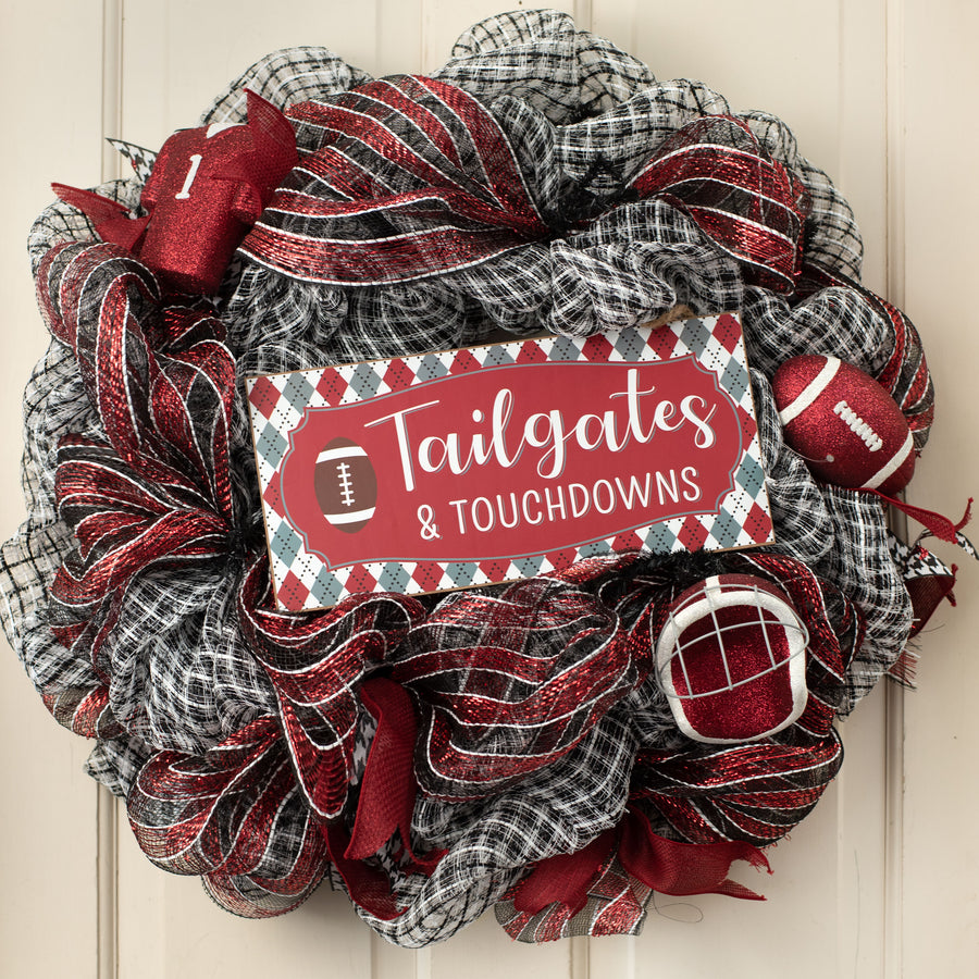 12" Wooden Sign: Crimson Tailgates & Touchdowns