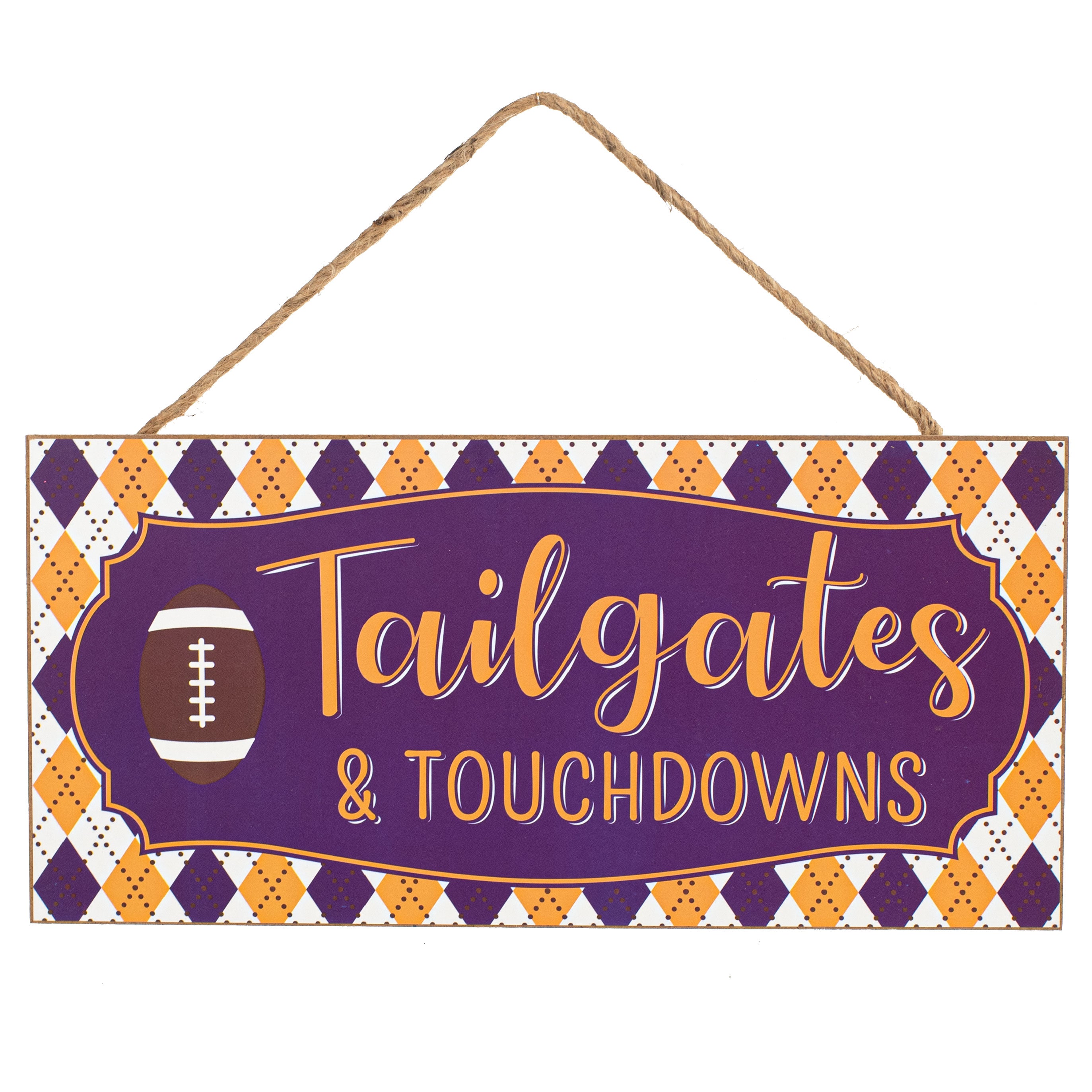 12" Wooden Sign: Purple Tailgates & Touchdowns