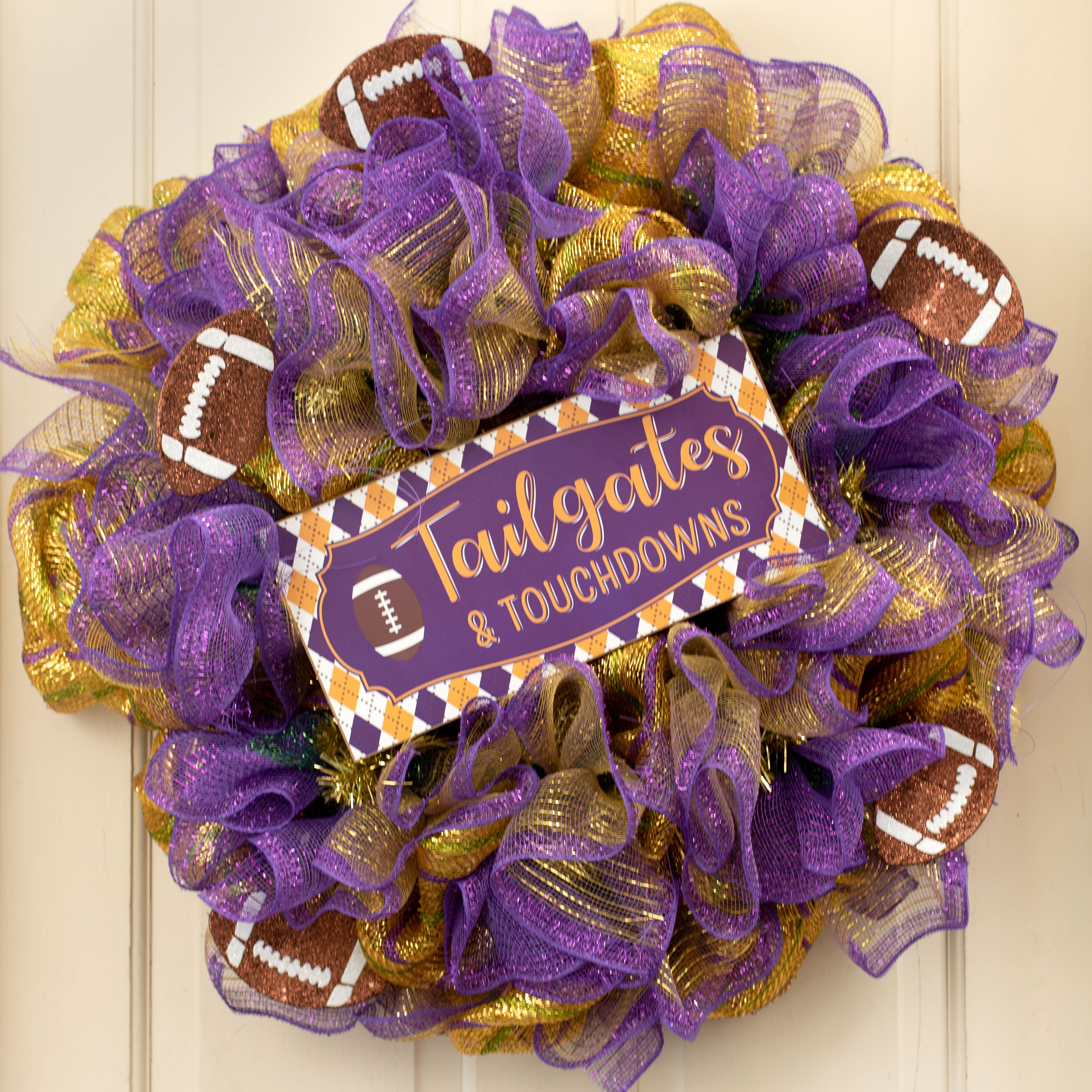 12" Wooden Sign: Purple Tailgates & Touchdowns