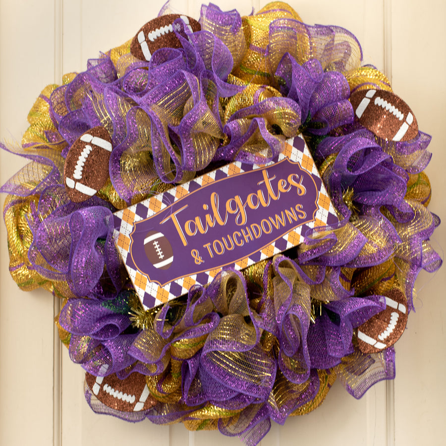 12" Wooden Sign: Purple Tailgates & Touchdowns