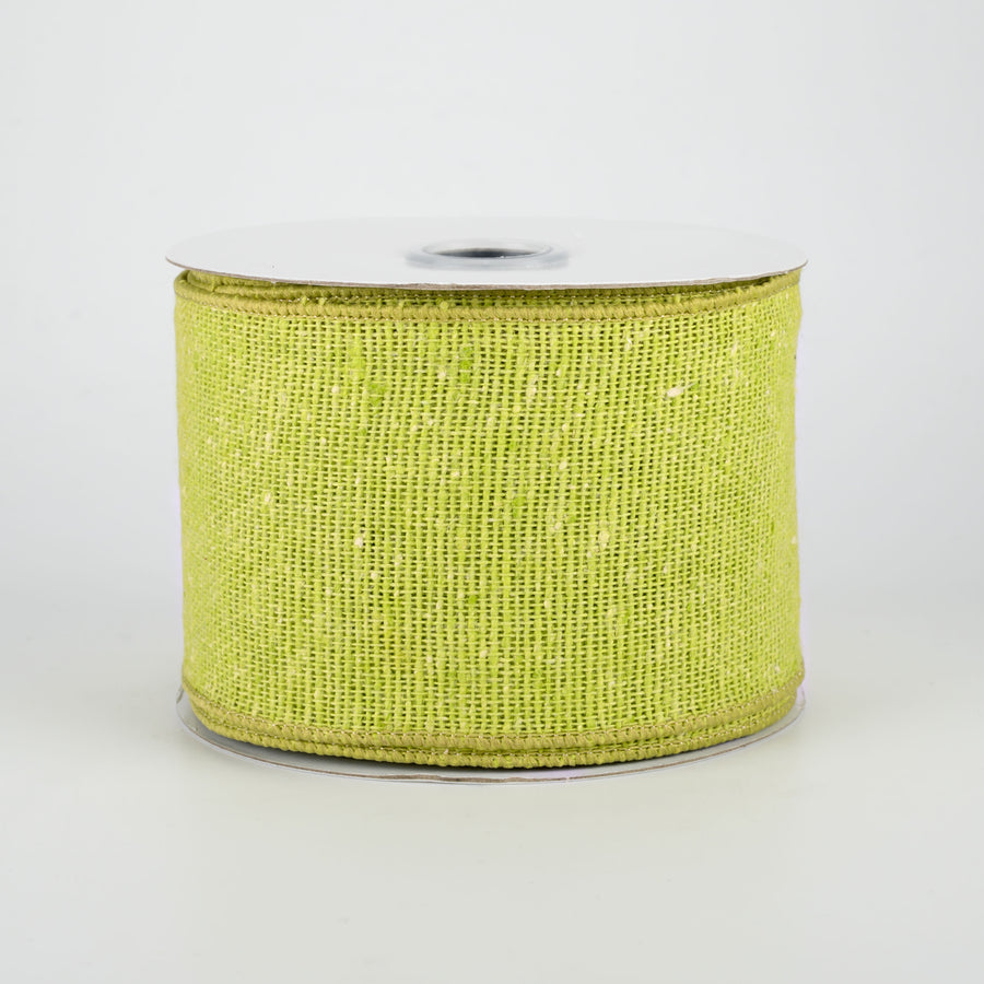 2.5" Faux Linen Slub Ribbon: Lime Green (10 Yards)