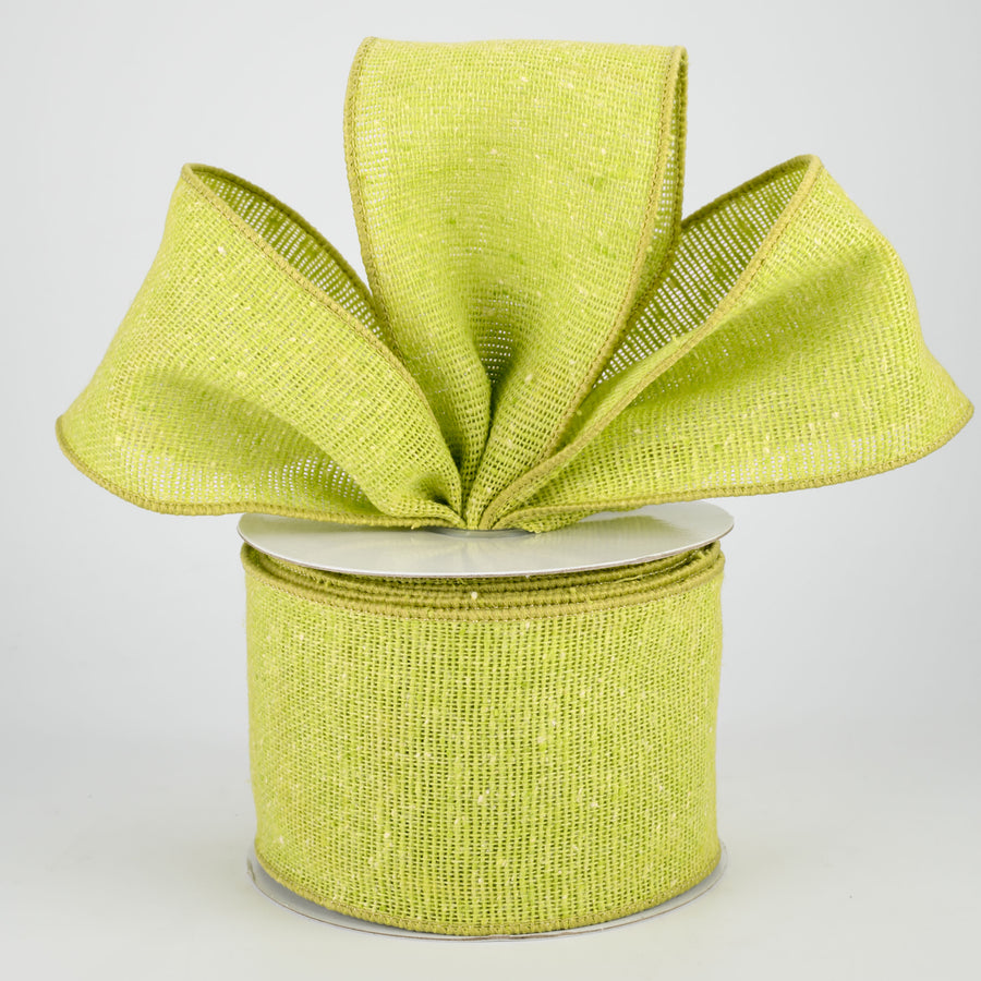 2.5" Faux Linen Slub Ribbon: Lime Green (10 Yards)