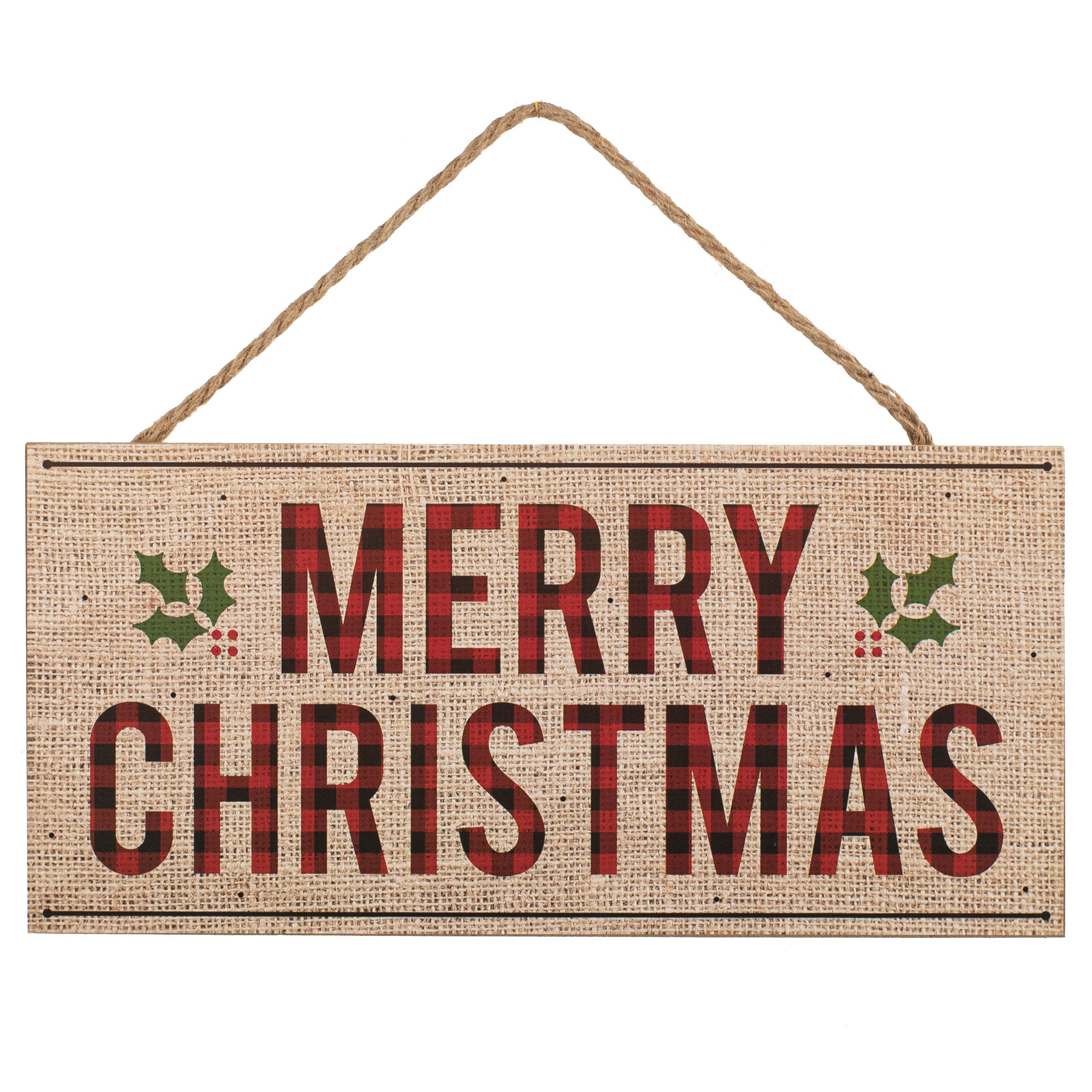 12" Wooden Sign: Merry Christmas Buffalo Plaid
