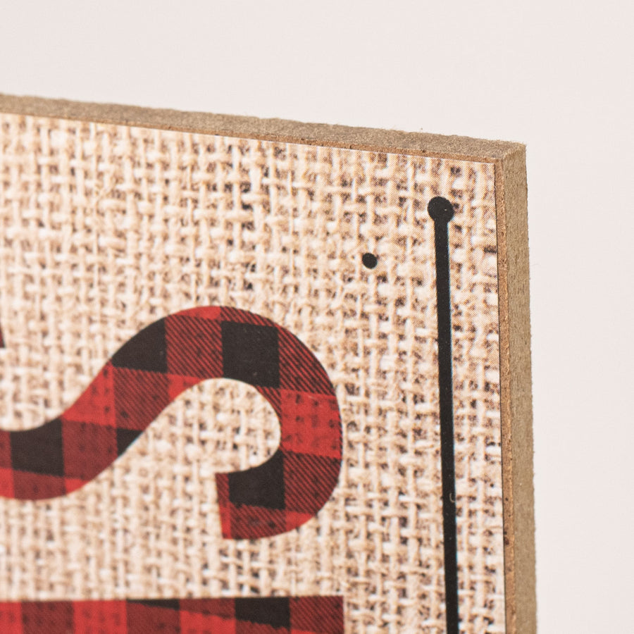 12" Wooden Sign: Merry Christmas Buffalo Plaid