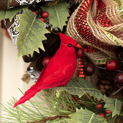 4.5" Velvet Feather Cardinal: Red (Set of 3)