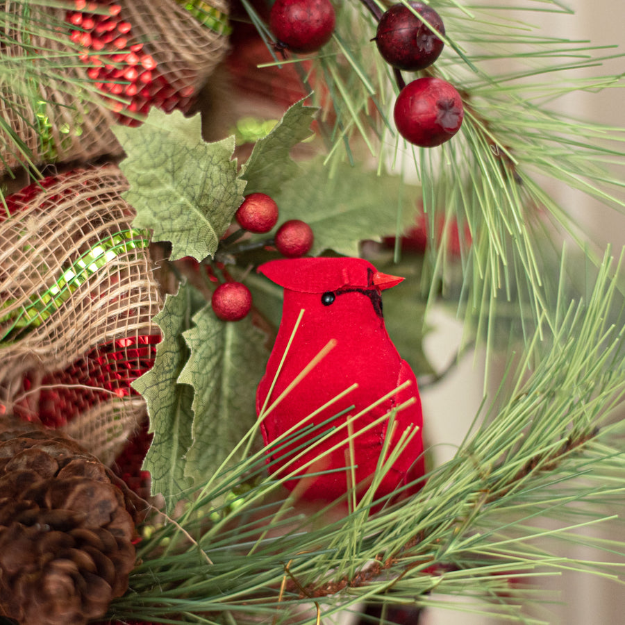 4.5" Velvet Feather Cardinal: Red (Set of 3)