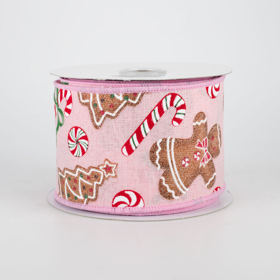 2.5" Gingerbread With Candy Ribbon: Pale Pink (10 Yards)