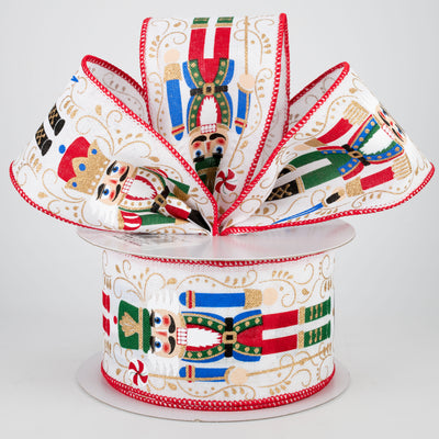 2.5" Nutcrackers Ribbon: White (10 Yards)