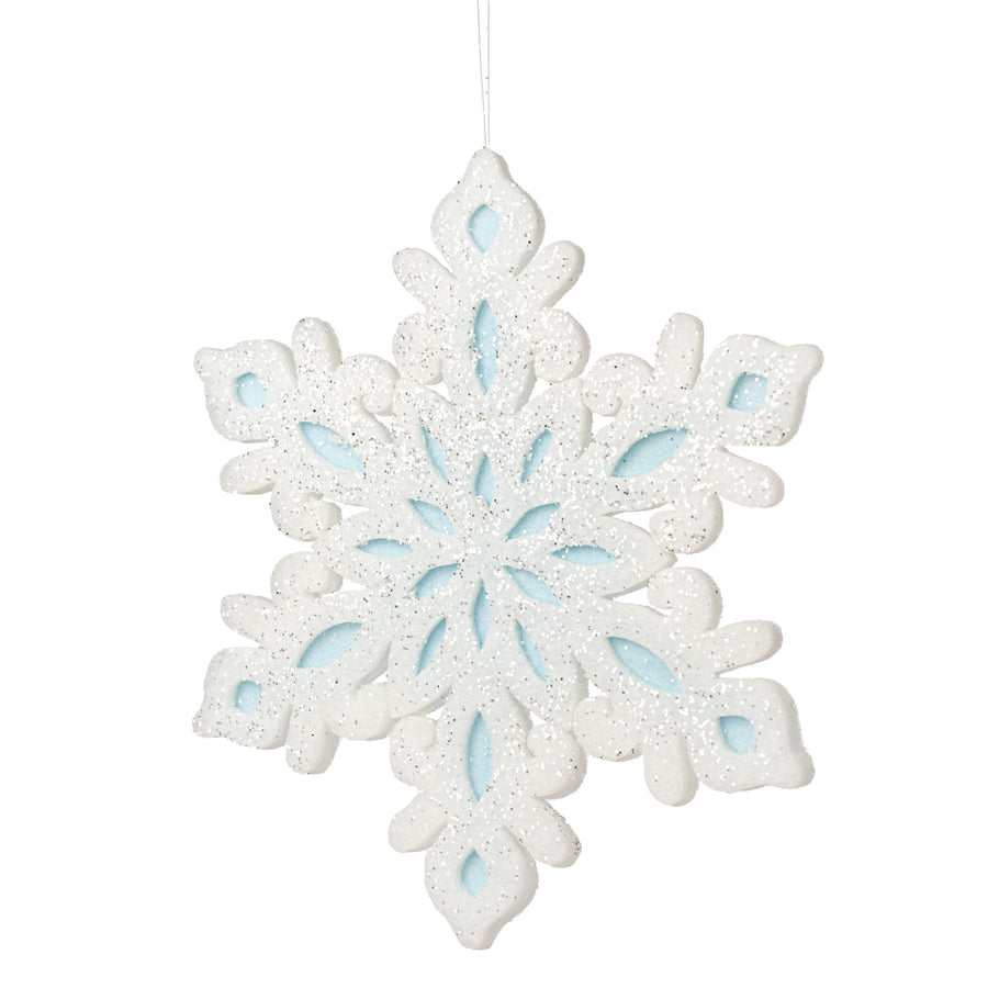 12" Glittered Felt & Foam Snowflake Ornament: Light Blue