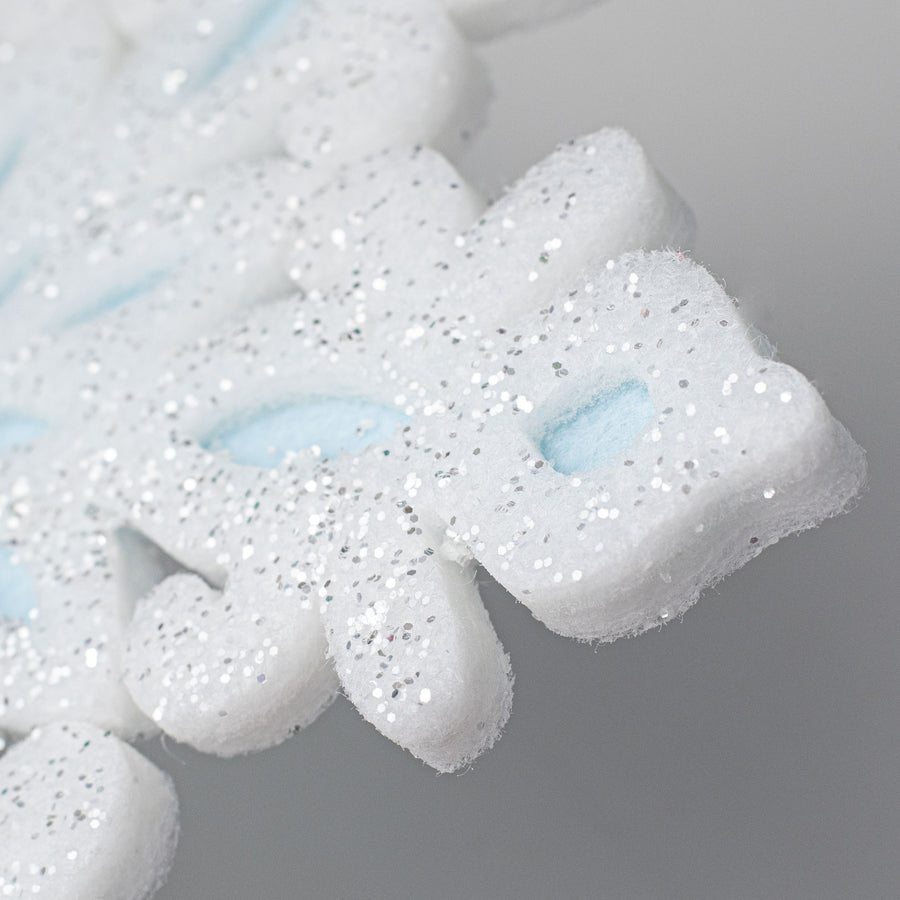 12" Glittered Felt & Foam Snowflake Ornament: Light Blue