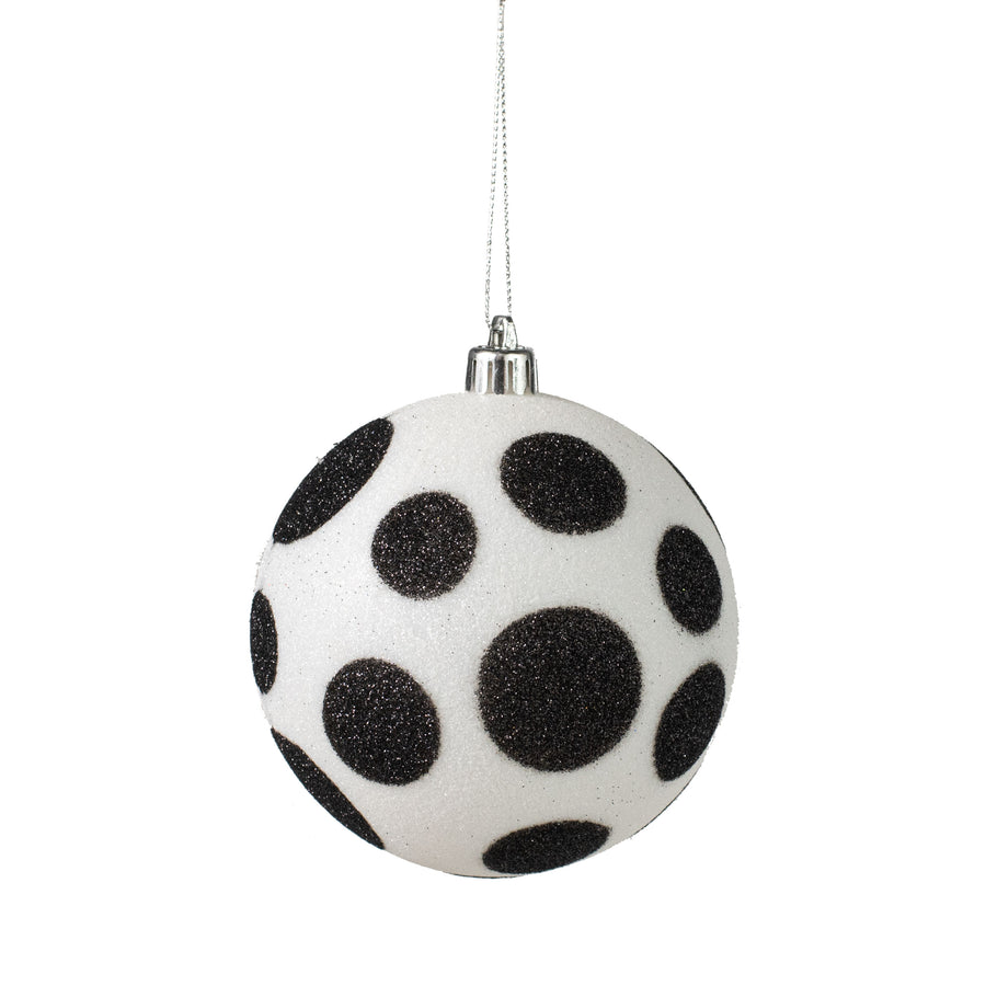 100MM Glitter Dot Ball Ornament: Black & White