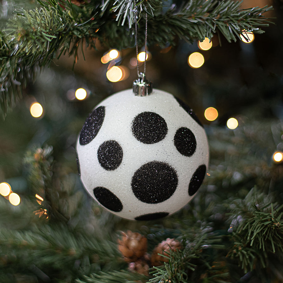 100MM Glitter Dot Ball Ornament: Black & White