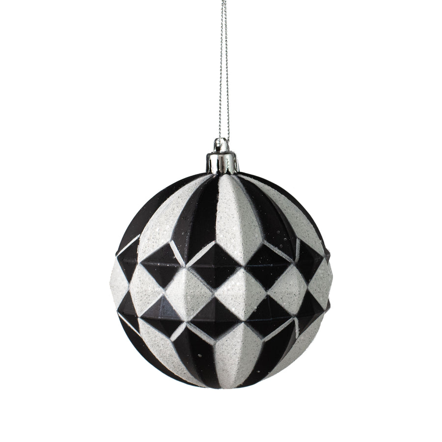 100MM Stripe Diamond Ornament: Black & White