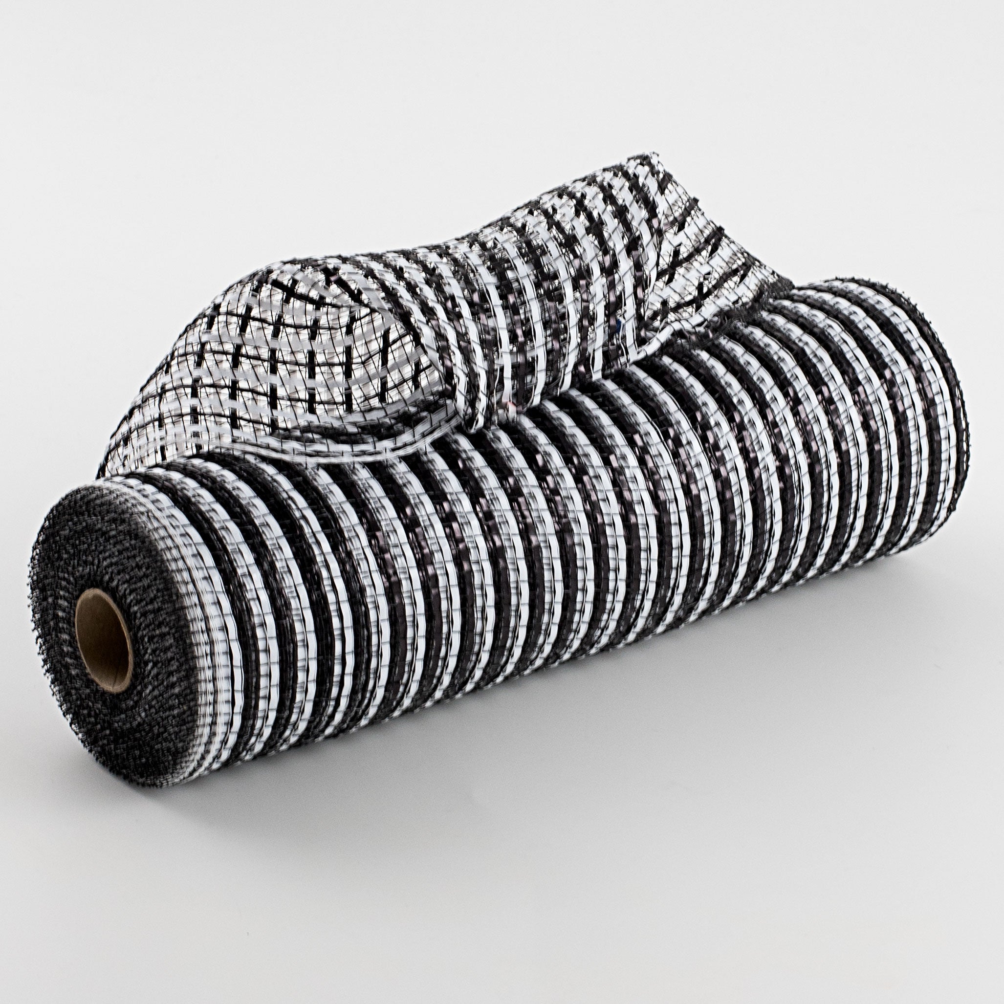 10" Thin Bold Stripe Deco Mesh: Black & White