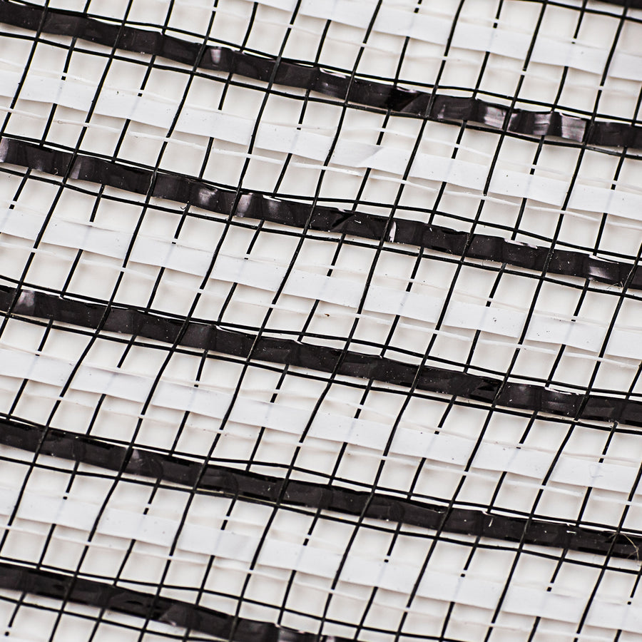 10" Thin Bold Stripe Deco Mesh: Black & White