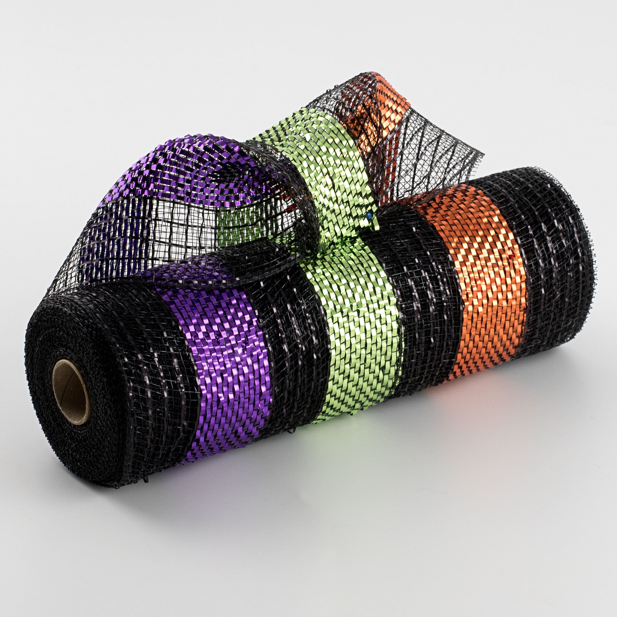 10" Wide Metallic Stripes Deco Mesh: Halloween