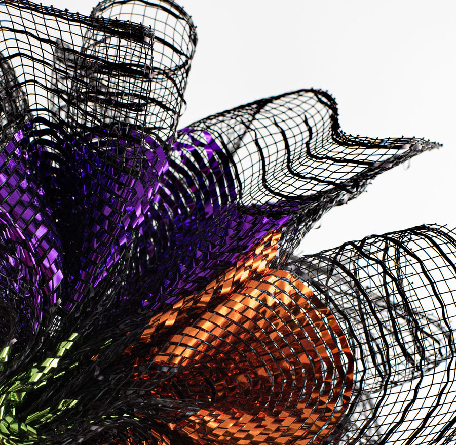 10" Wide Metallic Stripes Deco Mesh: Halloween