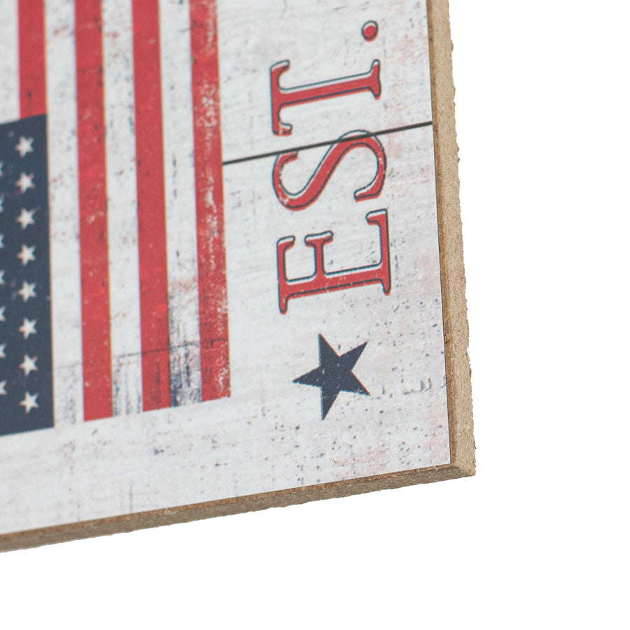 5" Square Wooden Sign: United States of America Flag