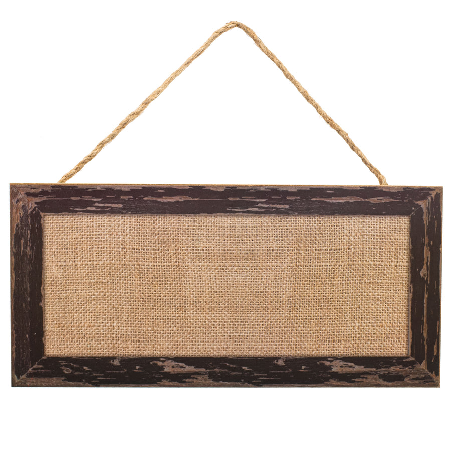 12" Wooden Sign: Black Blank Framed Burlap