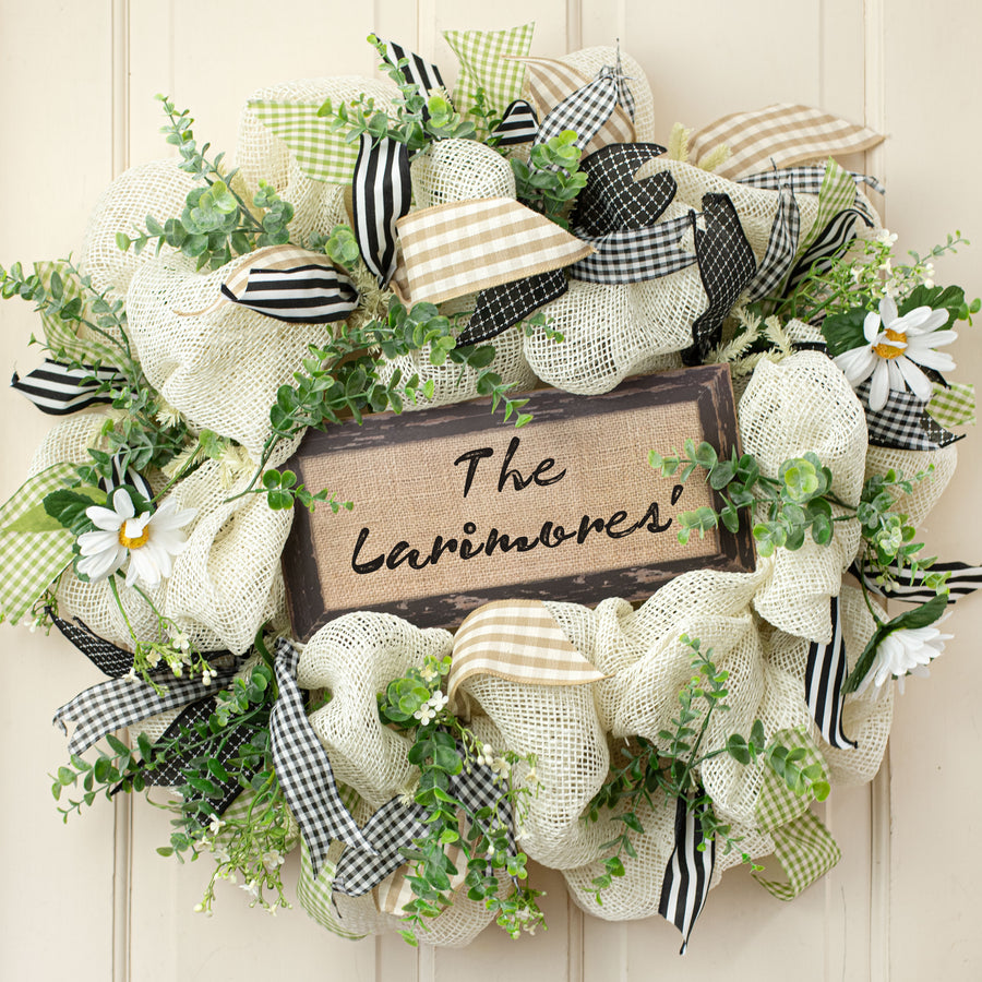12" Wooden Sign: Black Blank Framed Burlap