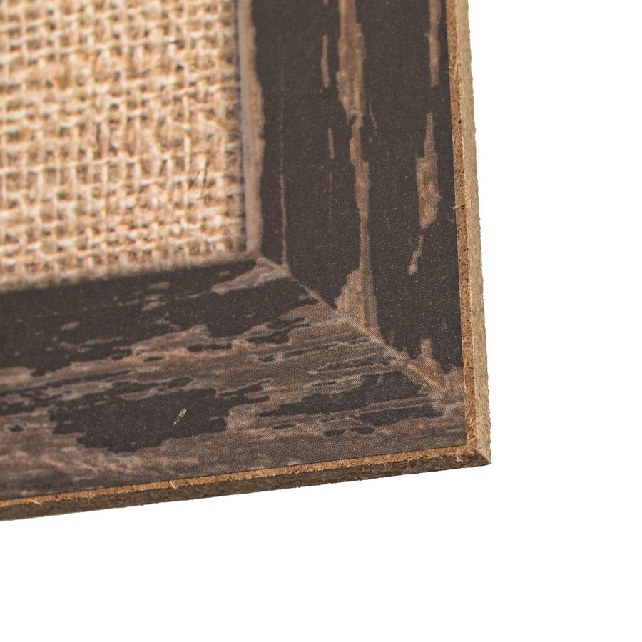 12" Wooden Sign: Black Blank Framed Burlap